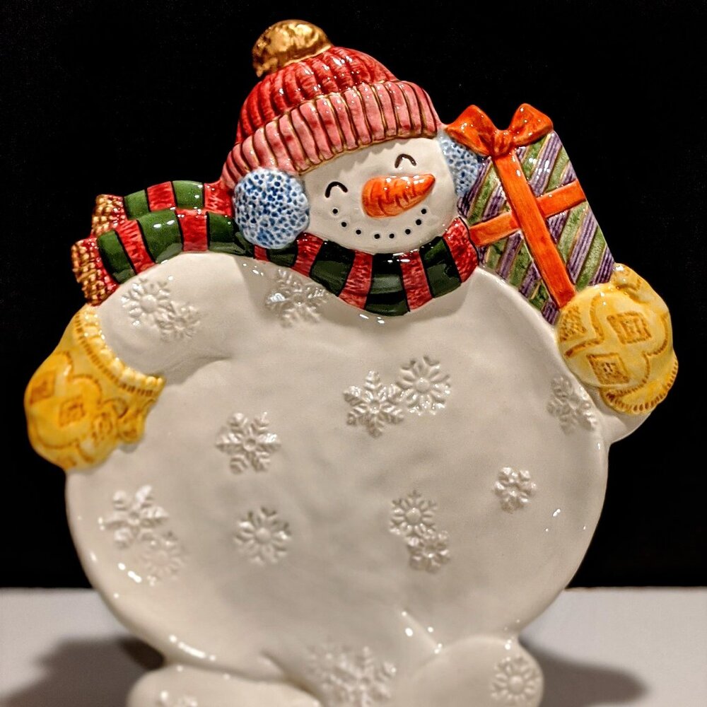 Fitz and Floyd Snowman Decorative Plate - 1995